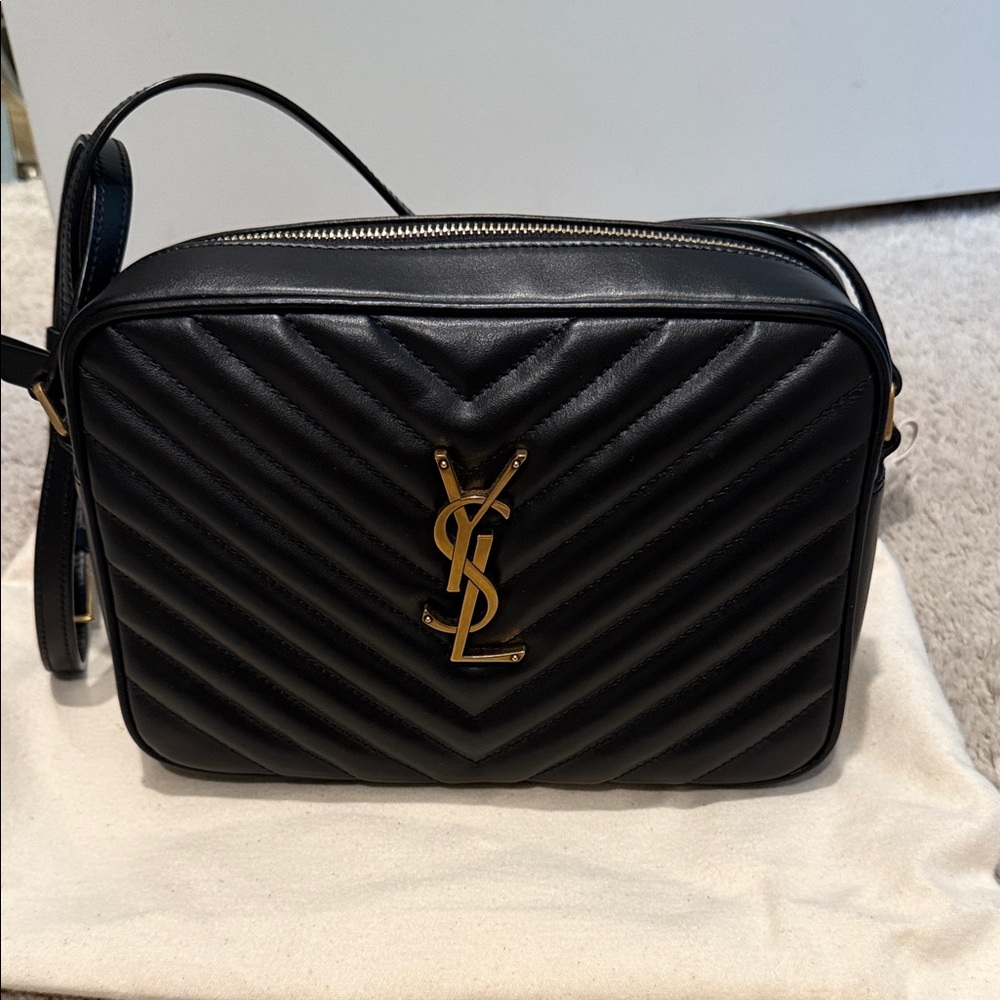 Yves Saint Laurent Black Chevron Crossbody Bag